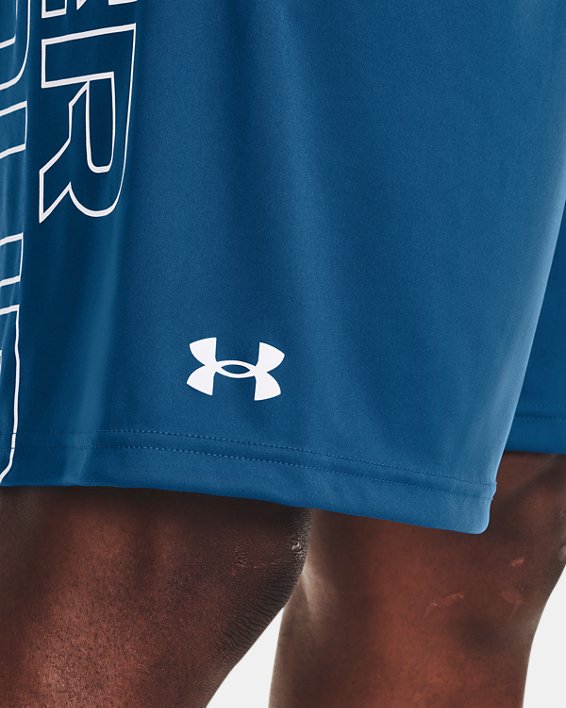 男士UA Tech™ Wordmark Graphic短褲 in Blue image number 3